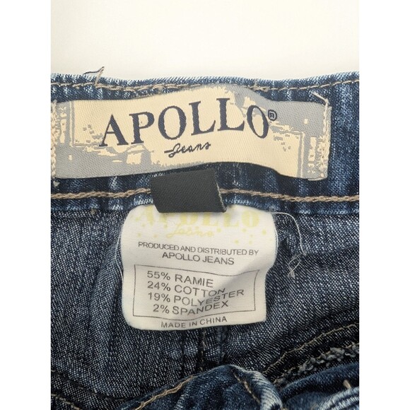 Apollo Vintage 90s Y2K Low Rise Cropped Beaded Embroidered Capri Jeans Size 3/4 - Picture 4 of 14